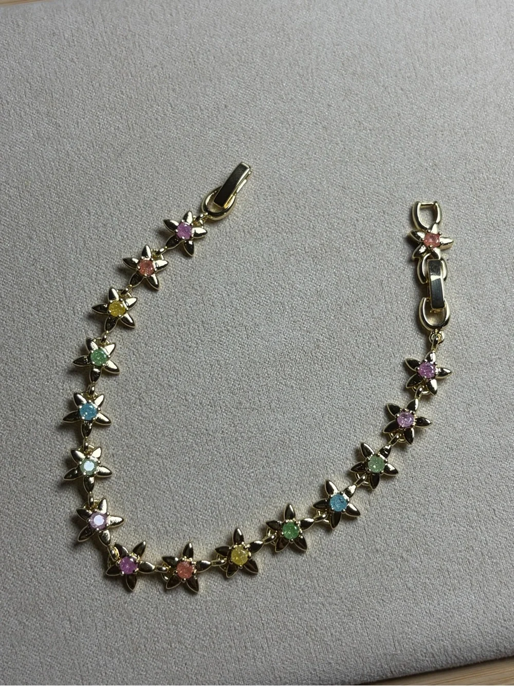 Gold-Tone Multicolor Flower Link Bracelet - Women Jewelry